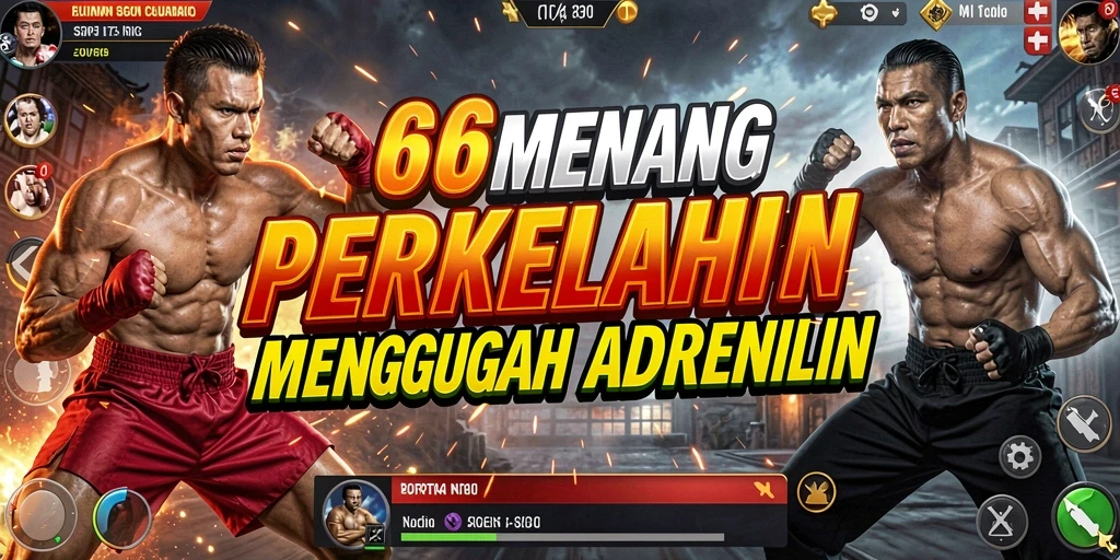 Tangkapan layar 66MENANG menunjukkan pertarungan epik dengan karakter yang beraksi.
