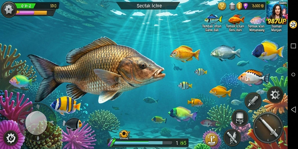 Tangkapan layar gameplay seru Tembak Ikan di 987UP.