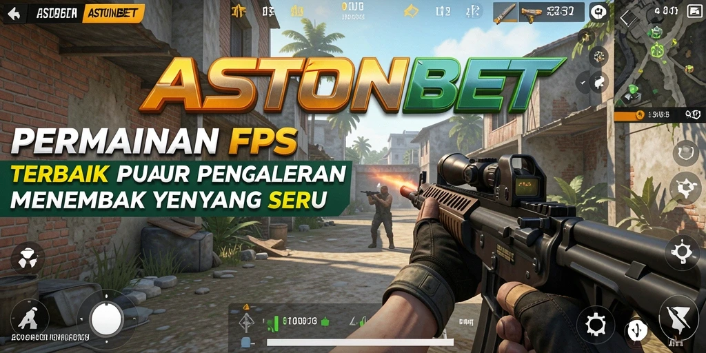 Tangkapan layar utama ASTONBET menampilkan aksi gameplay FPS yang intens.