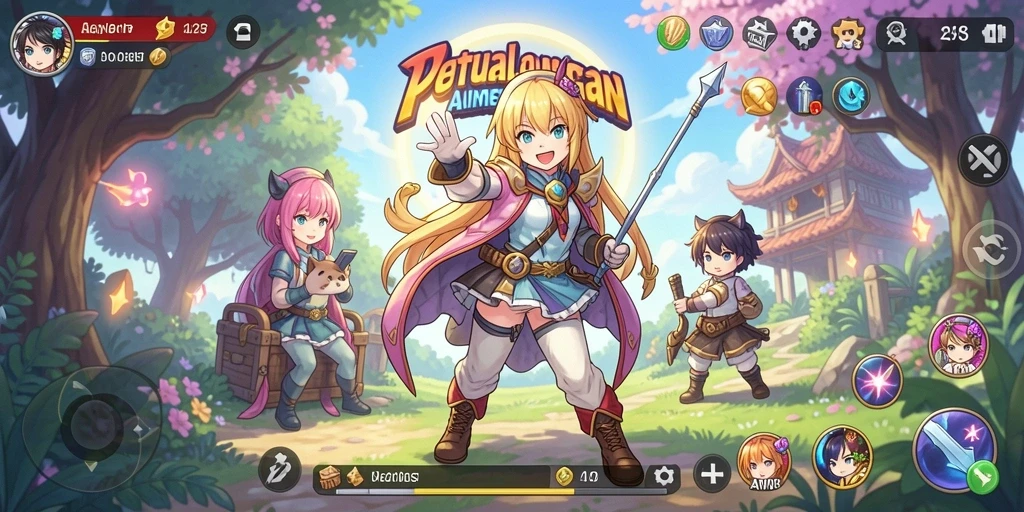 Screenshot gameplay yang menampilkan karakter Anime yang beraksi.