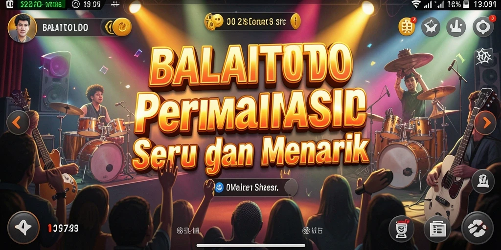 Tampilan gameplay BALAITOTO yang penuh warna dan musik.