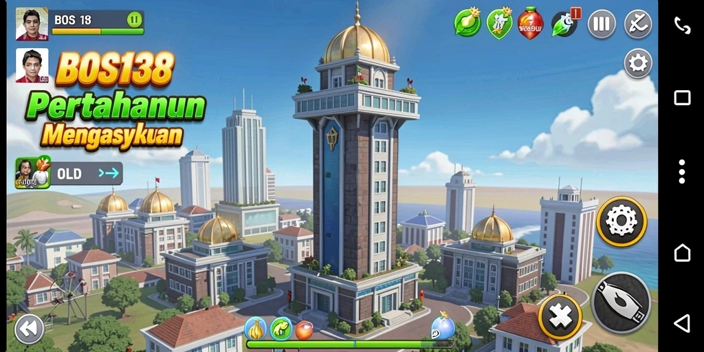 Tampilan menarik dari gameplay pertahanan menara dalam BOS138.