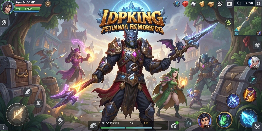 Tangkapan layar utama IDPKING menampilkan aksi seru dalam pertempuran MMORPG.
