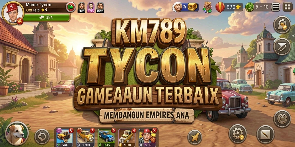 Screenshot gameplay KM789 yang menunjukkan strategi bisnis yang menantang.