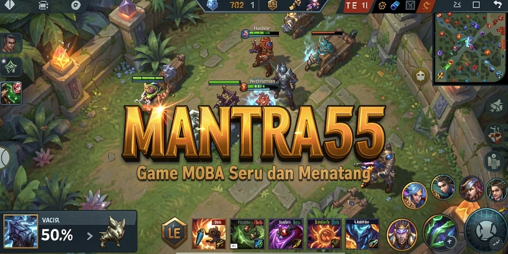 Tampilan gameplay intens dari MANTRA55 di arena pertempuran.