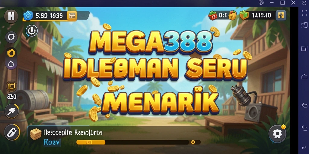 Screenshot gameplay MEGA388 menampilkan kemajuan pembangunan Idle yang menarik.