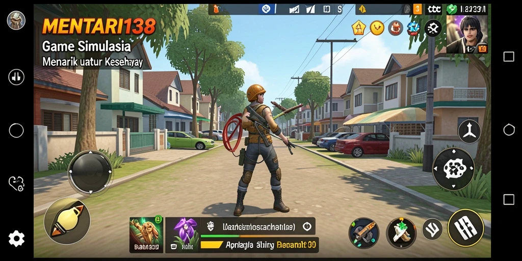 Tampilan gameplay MENTARI138 dengan karakter yang menjalani kehidupan sehari-hari.
