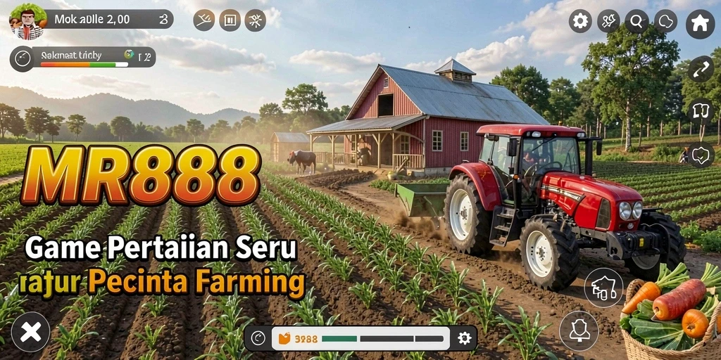 Tampilan gameplay MR888 yang menggambarkan aktivitas bertani yang seru dan interaktif.