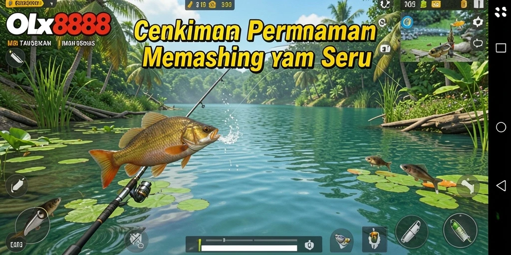 Screenshot gameplay OLX888 menampilkan aksi memancing yang menawan dan realistis.