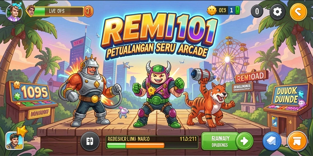 Screenshot menunjukkan karakter dalam aksi menghadapi rintangan di REMI101.
