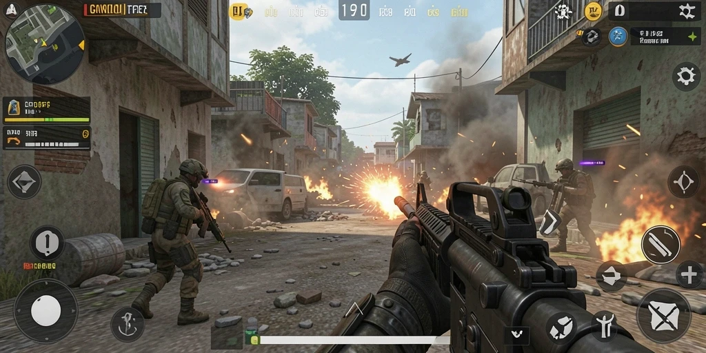 Screenshot S80 menampilkan aksi pertempuran intens dalam gameplay FPS.