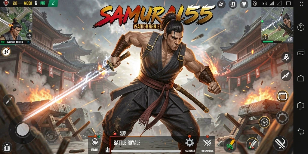 Tampilan gameplay seru dalam pertempuran Battle Royale di SAMURAI555.