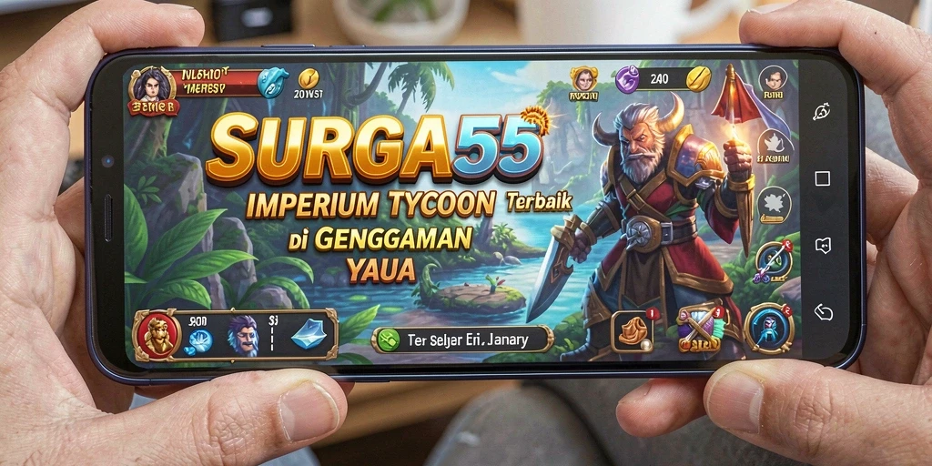 Screenshot SURGA55 menampilkan antarmuka manajemen bisnis yang menarik.