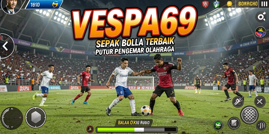 Tangkapan layar VESPA69 yang menunjukkan aksi sepak bola yang mendebarkan.
